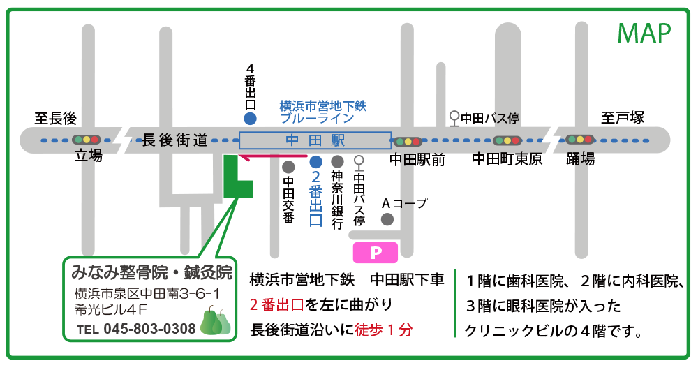 横浜市営地下鉄線　中田駅からのアクセス